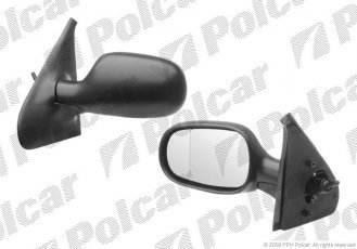 Купить 6016511M Polcar - Зеркало внешнее левая сторона управление механич.  (проводки)  черная крышка стекло асферичное стекло х