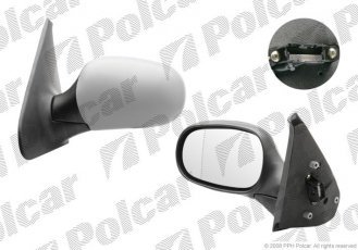 Купить 6015514M Polcar - Зеркало внешнее левая сторона управление электр. крышка под покраску обогреваемое стекло асферичное