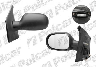 Купить 6007515M Polcar - Зеркало внешнее левая сторона управление электр. черная крышка обогреваемое стекло асферичное стекло