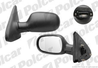 Купить 6007514M Polcar - Зеркало внешнее левая сторона управление электр. черная крышка обогреваемое стекло асферичное стекло