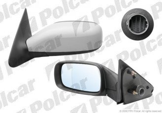 Купить 6037515M Polcar - Зеркало внешнее левая сторона управление электр. крышка под покраску обогреваемое стекло асферичное