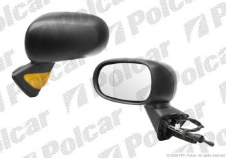 Купить 6056521M Polcar - Зеркало внешнее правая сторона управление механич.  (проводки)  черная крышка стекло выпуклое стекло хр