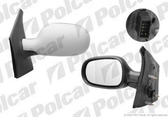 Купить 6070514M Polcar - Зеркало внешнее левая сторона управление электр. крышка под покраску обогреваемое стекло асферичное