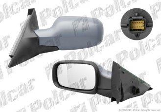 Купить 6071514M Polcar - Зеркало внешнее левая сторона управление электр. крышка под покраску обогреваемое стекло асферичное