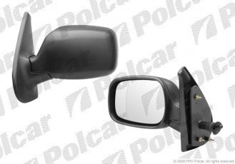 Купить 6061521M Polcar - Зеркало внешнее правая сторона управление механич.  (проводки)  черная крышка стекло асферичное стекло