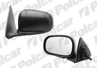 Купить 6340511M Polcar - Зеркало внешнее левая сторона управление механич.  (проводки)  черная крышка стекло выпуклое стекло хро