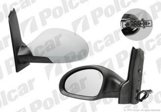 Купить 6755515M Polcar - Зеркало внешнее левая сторона управление электр. крышка под покраску обогреваемое стекло асферичное