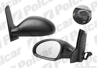 Купить 6755514M Polcar - Зеркало внешнее левая сторона управление электр. черная крышка обогреваемое стекло асферичное стекло