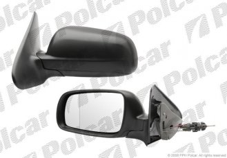 Купить 6722511M Polcar - Зеркало внешнее левая сторона управление механич.  (проводки)  черная крышка стекло асферичное стекло х