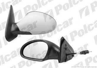 Купить 6722512M Polcar - Зеркало внешнее левая сторона управление механич.  (проводки)  крышка под покраску стекло асферичное ст