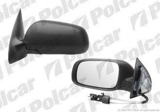 Купить 6913511M Polcar - Зеркало внешнее левая сторона управление механич.  (проводки)  черная крышка стекло асферичное стекло х