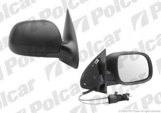 Купить 6913521M Polcar - Зеркало внешнее правая сторона управление механич.  (проводки)  черная крышка стекло выпуклое стекло хр