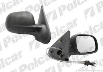 Купить 6714521M Polcar - Зеркало внешнее правая сторона управление механич.  (проводки)  черная крышка стекло выпуклое стекло хр