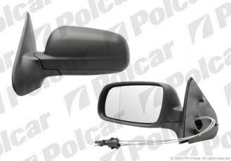 Купить 6714511M Polcar - Зеркало внешнее левая сторона управление механич.  (проводки)  черная крышка стекло асферичное стекло х