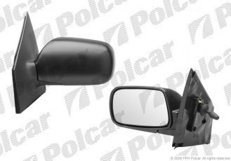 Купить 8104521M Polcar - Зеркало внешнее правая сторона управление механич.  (проводки)  черная крышка стекло выпуклое стекло хр