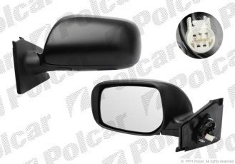 Купить 8105524M Polcar - Зеркало внешнее правая сторона управление электр. крышка черн./под покраску стекло выпуклое стекло х