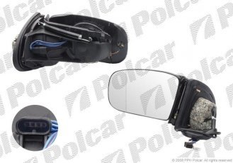 Купить 5030525M Polcar - Зеркало внешнее правая сторона управление электр. без крышки обогреваемое стекло асферичное синее ст