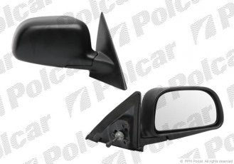 Купить 5231521M Polcar - Зеркало внешнее правая сторона управление механич.  (проводки)  черная крышка стекло выпуклое MITSUBISH