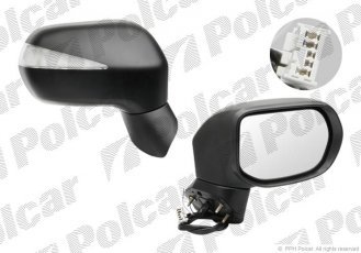 Купить 3845527M Polcar - Зеркало внешнее правая сторона управление электр. крышка черн./под покраску обогреваемое стекло выпу