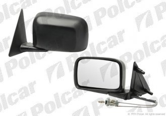 Купить 9534512M Polcar - Зеркало внешнее левая сторона управление механич.  (проводки)  черная крышка стекло плоское стекло хром
