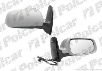 Купить 9551522M Polcar - Зеркало внешнее правая сторона управление механич.  (проводки)  крышка под покраску стекло выпуклое сте