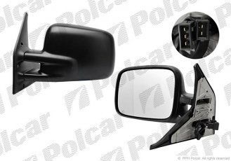 Купить 9566514M Polcar - Зеркало внешнее левая сторона управление электр. черная крышка обогреваемое стекло плоское стекло хр