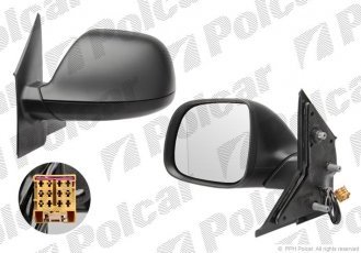 Купить 9569512M Polcar - Зеркало внешнее левая сторона управление электр. черная крышка обогреваемое стекло асферичное стекло