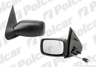 Купить 321151M Polcar - Зеркало внешнее левая сторона управление механич.  (проводки)  черная крышка стекло выпуклое стекло хро
