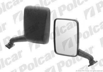 Купить 956551M Polcar - Зеркало внешнее левая сторона управление ручное черная крышка стекло плоское стекло хром VOLKSWAGEN