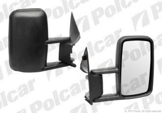 Купить 957152M Polcar - Зеркало внешнее правая сторона управление ручное черная крышка стекло выпуклое стекло хром длинное V
