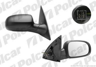 Купить 555652M Polcar - ЗЕРКАЛО внешнее правая сторона управление механич.  (проводки)  черная крышка стекло выпуклое стекло хр