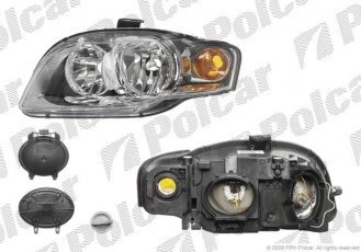 Купити 133510U Polcar - Фара основна права сторона AL тип лампи=H7+H7 електричний з мотором ECE AUDI A4 (B7)  11.04-/09.0