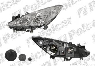 Купить 571110U Polcar - Фара основная правая сторона AL тип лампы=H1+H7 электрический с мотором ECE PEUGEOT 307 (3)  09.05-0