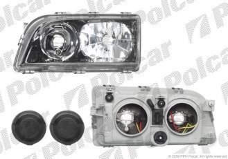 Купить 904109E Polcar - Фара основная левая сторона TYC тип лампы=H7+H7 электрический без мотора черная рамка отражателя ECE 904109-E