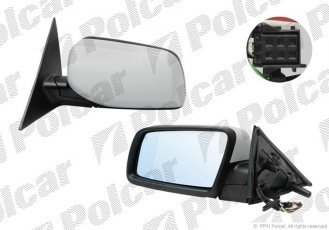 Купить 2017522M Polcar - Зеркало внешнее правая сторона управление электр. под покраску обогреваемое стекло асферичное синее