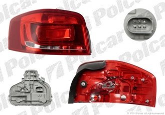 Купить 133288U Polcar - Фонарь задний правая сторона AL красный корпус ECE AUDI A3 (8P)  04.08-  (Q)