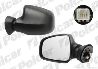 Купить 2801523M Polcar - Зеркало внешнее правая сторона управление электр. обогреваемое стекло выпуклое черное DACIA RENAULT