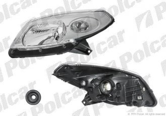 Купити 280510-E Polcar - Фара основна права сторона TYC тип лампи=H4 електричний без мотора рамка хром ECE DACIA SANDERO