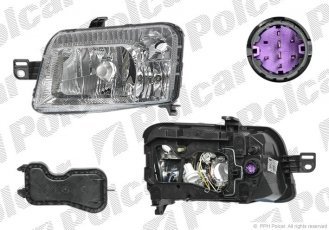 Купити 3003101U Polcar - Фара основна права сторона AL гніздо 8-болтів тип лампи=H4 електричний з мотором ECE FIAT PANDA