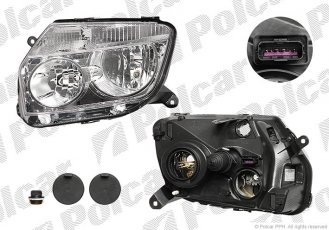 Купити 282010U Polcar - Фара основна права сторона AL тип лампи=H1+H7 електричний з мотором срібний ECE DACIA DUSTER