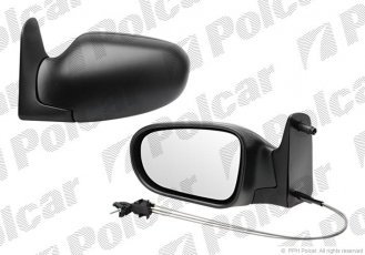 Купить 3241521M Polcar - Зеркало внешнее правая сторона управление механич.  (проводки)  черная крышка стекло выпуклое стекло хр