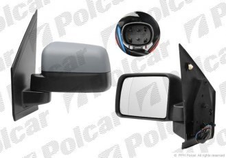 Купить 3259514M Polcar - Зеркало внешнее левая сторона управление электр. под покраску обогреваемое стекло асферичное 5 болто