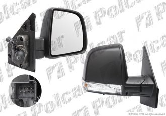 Купить 55U1521M Polcar - Зеркало внешнее правая сторона управление механич.  (проводки)  текстура стекло выпуклое датчик темпер.