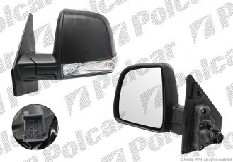 Купить 55U1511M Polcar - Зеркало внешнее левая сторона управление механич.  (проводки)  текстура стекло выпуклое крепеж 2 болта