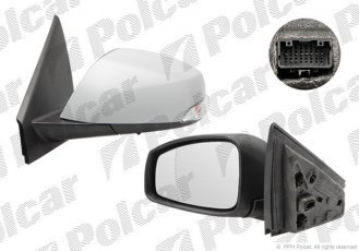 Купить 6039513M Polcar - Зеркало внешнее левая сторона управление электр. под покраску обогреваемое стекло асферичное датчик