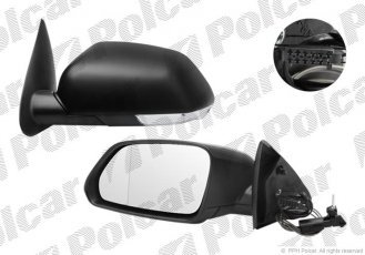 Купить 6922511M Polcar - Зеркало внешнее левая сторона управление механич.  (проводки)  черная крышка стекло асферичное с указат
