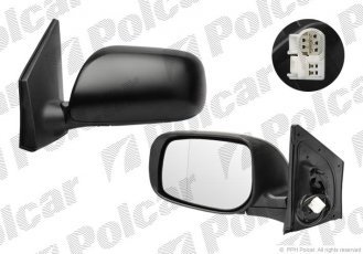 Купить 8117512M Polcar - Зеркало внешнее левая сторона управление электр. крышка черн./под покраску обогреваемое стекло асфер