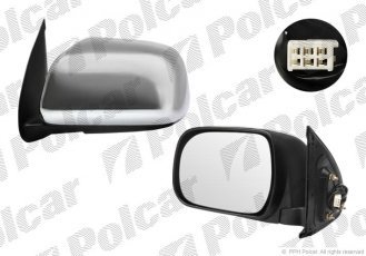 Купить 8192515M Polcar - Зеркало внешнее левая сторона управление электр. крышка хром. стекло выпуклое стекло хром TOYOTA HIL
