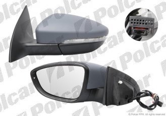 Купить 9556514M Polcar - Зеркало внешнее левая сторона управление электр. под покраску обогреваемое стекло асферичное стекло