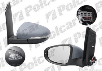 Купить 9563516M Polcar - Зеркало внешнее левая сторона управление электр. под покраску обогреваемое стекло асферичное складно